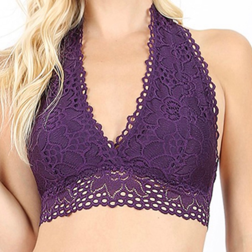 Fully Lined Purple Lace Bralette